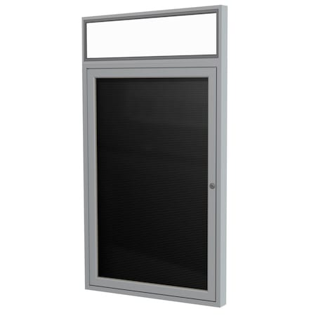 Ghent Enclosed Letter Board, 1 Door, Flannel, Hdlnr Frm, 3 ft H x 2 ft W, Black PAB2-BK
